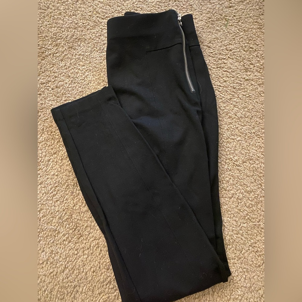 INC pull on black pants with side zippers, size 8 never worn